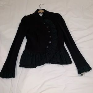 New Free People black ruffle blazer